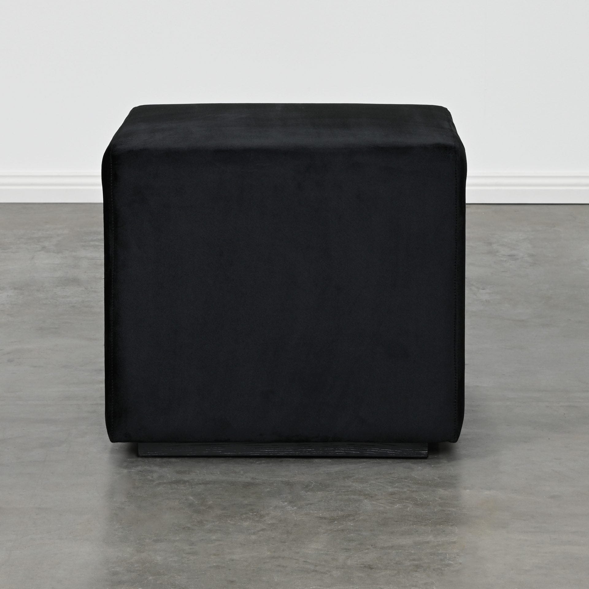 Square Black Velvet Ottoman