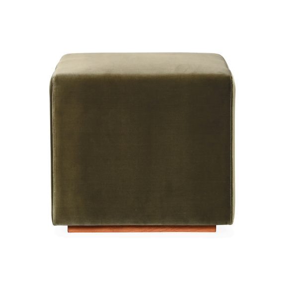 Square Green Velvet Ottoman