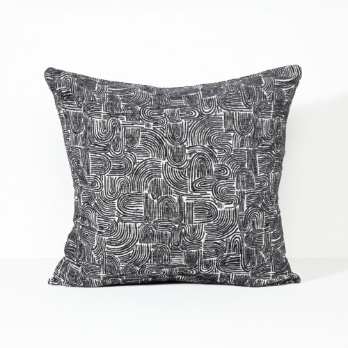 Textures - Charcoal Swirl - Fabric Cushion - 55 X 55