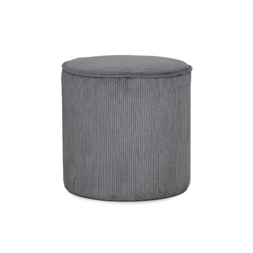 Round Grey Corduroy Ottoman