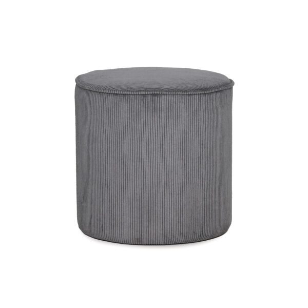 Round Grey Corduroy Ottoman