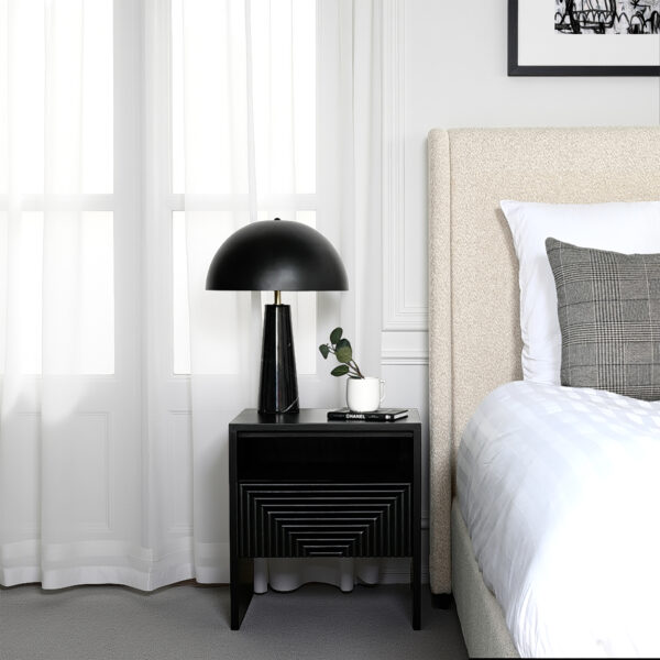 Harvey - Bedside Table With Drawer - Wood - Black - Image 2