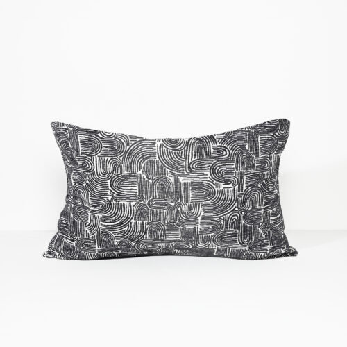 CHARCOAL SWIRL - Fabric Cushion - 37 X 57