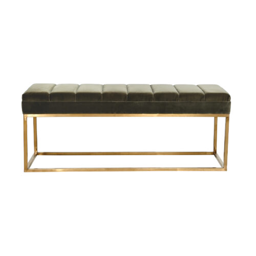 Franklin Ottoman - Dark Olive - Brush Gold Frame