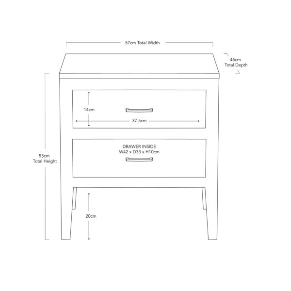 Turin - Bedside Table With Two Drawers - Mahogany - White - Image 8