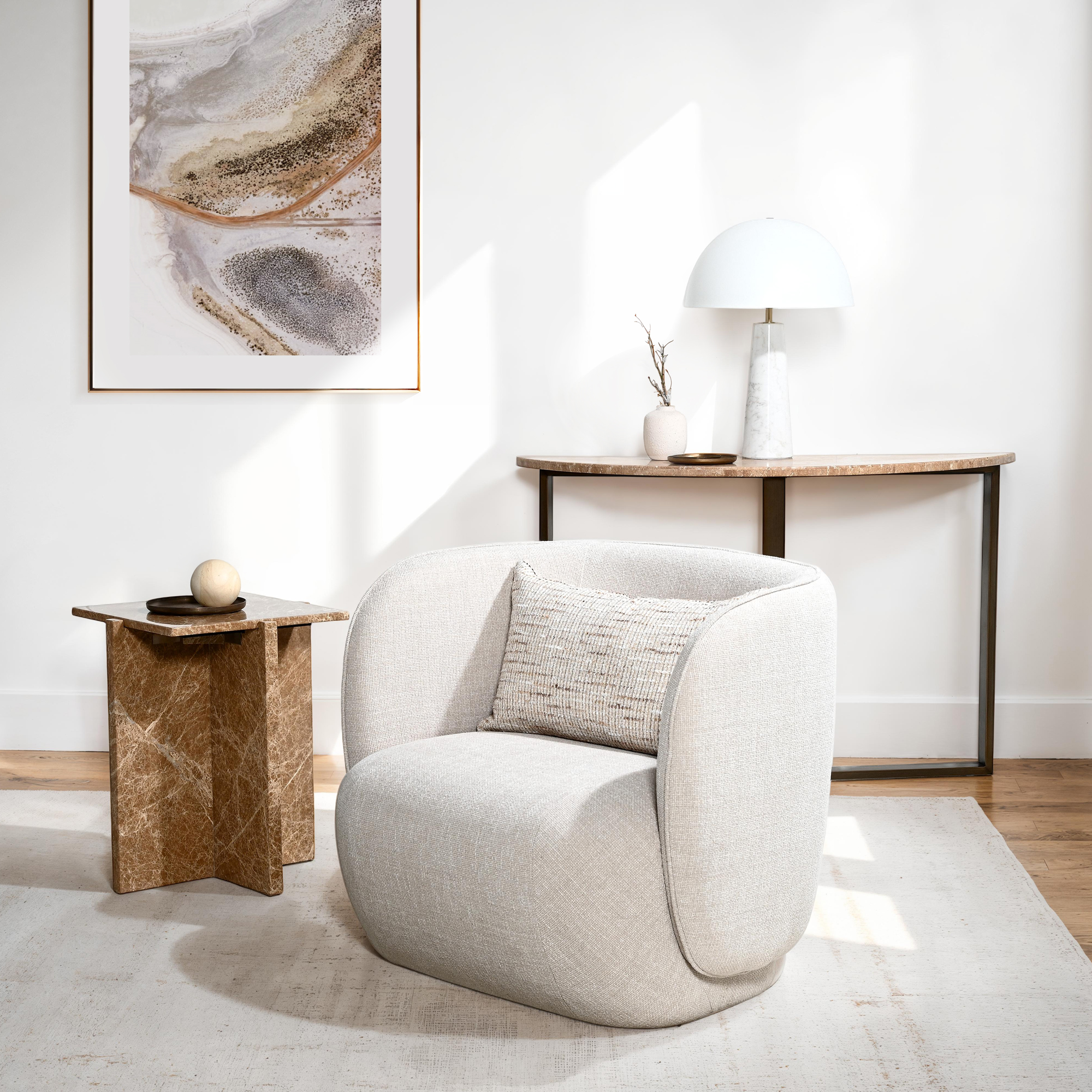 Brown Marble Side Table