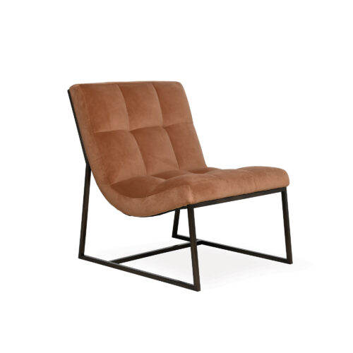 Moulin Lounge Chair - Cognac Velvet - Brushed Dark Bronze Leg