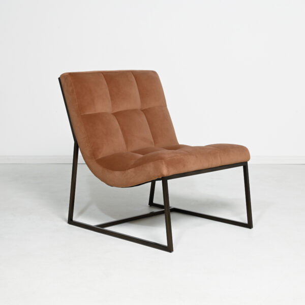 Moulin Lounge Chair - Cognac Velvet - Brushed Dark Bronze Leg - Image 4