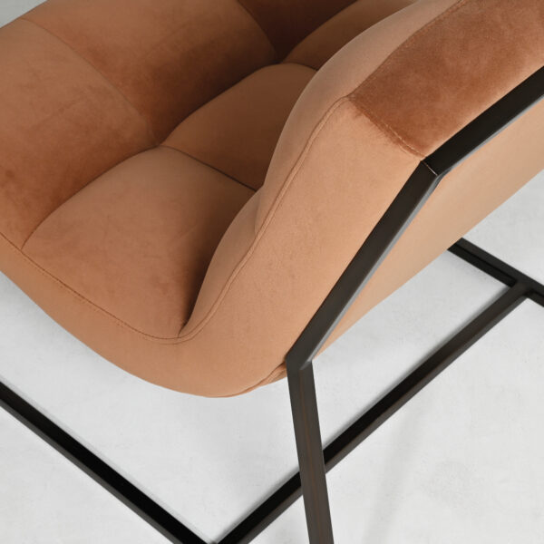 Moulin Lounge Chair - Cognac Velvet - Brushed Dark Bronze Leg - Image 3