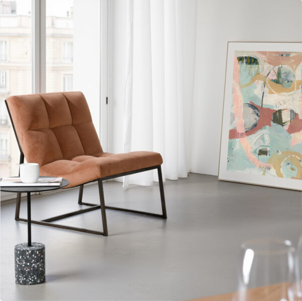 Moulin Lounge Chair - Cognac Velvet - Brushed Dark Bronze Leg - Image 2