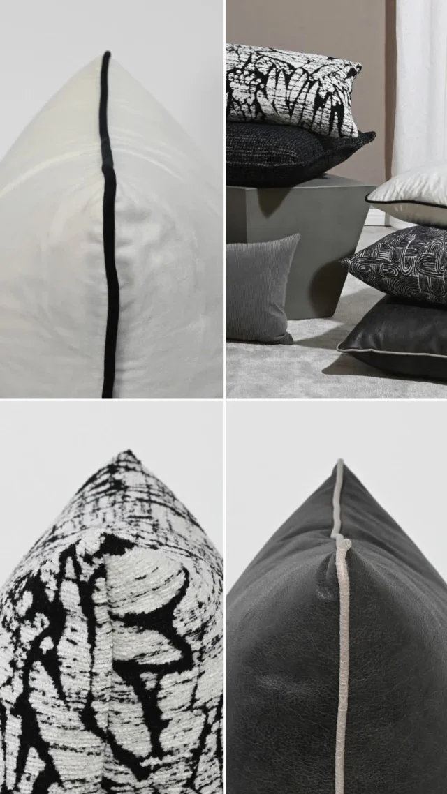 Our Sable collection aims to radiate warmth in dark colours in order to complement taupe, safari and rich cream colours. Explore interesting patterns and textures to create a uniquely inviting setting. #designercushions #cushions #darcyandduke #designtrove #sablecushions #featherfills