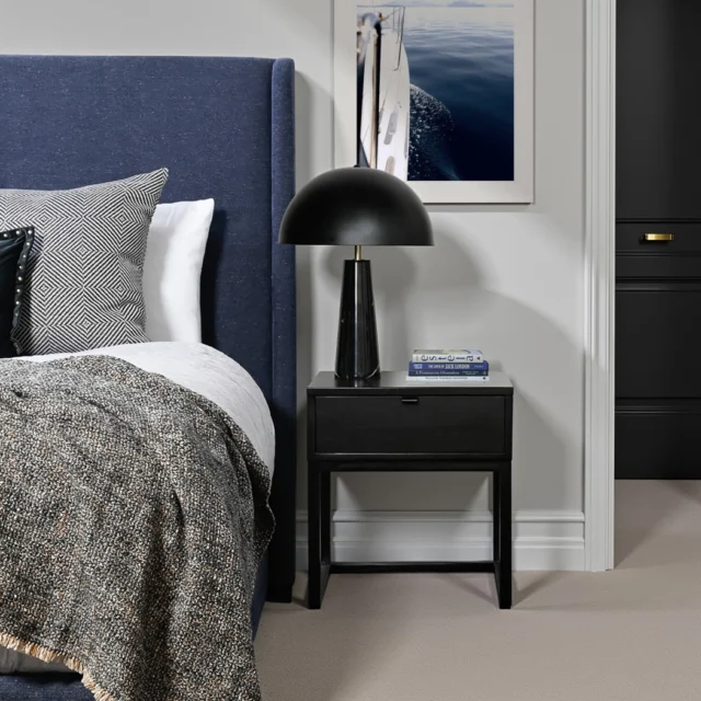 The Ori Bedside Table offers modern elegance with its matte black finish, clean profile, and compact drawer design.#ModernFurniture #BedroomGoals #MinimalistLiving #InteriorInspo #FunctionalDesign #DarcyAndDuke